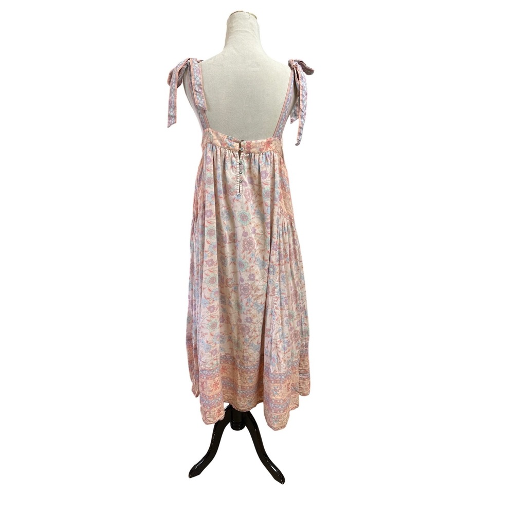 Lucky Brand Grateful Dead Floral Dancing Bears Whimsical Boho Midi Dress Pink M - Picture 6 of 12